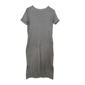ELK The Label Striped Cotton Cuff Midi Summer Dress Grey Black Small